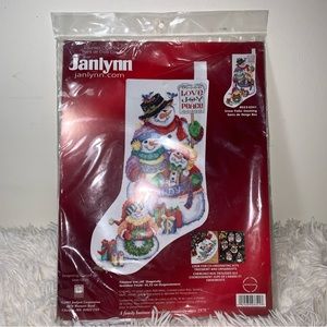 Janlynn Christmas Counted Cross Stitch Kit Snow Folks Stocking 18”